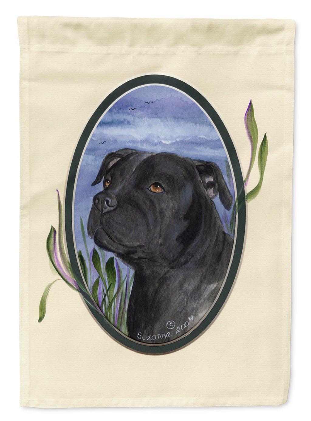 Staffie House Flag 28x40 Porch Sleeve Pole Decorative Outside Yard Banner Artwork Wall Hanging, Polyester