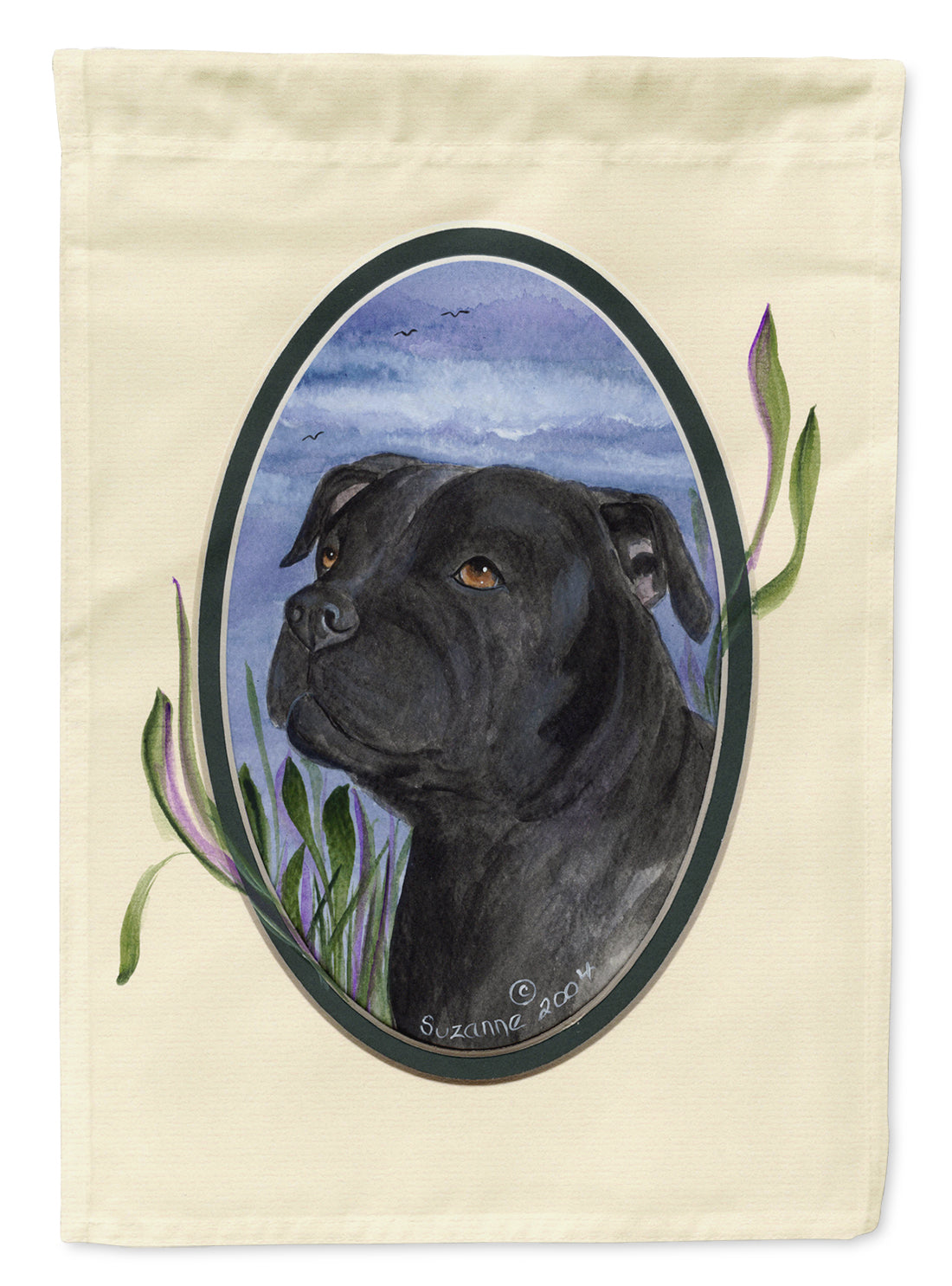 Staffie House Flag 28x40 Porch Sleeve Pole Decorative Outside Yard Banner Artwork Wall Hanging, Polyester