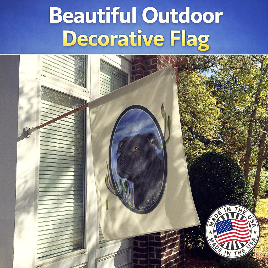 Staffie House Flag 28x40 Porch Sleeve Pole Decorative Outside Yard Banner Artwork Wall Hanging, Polyester