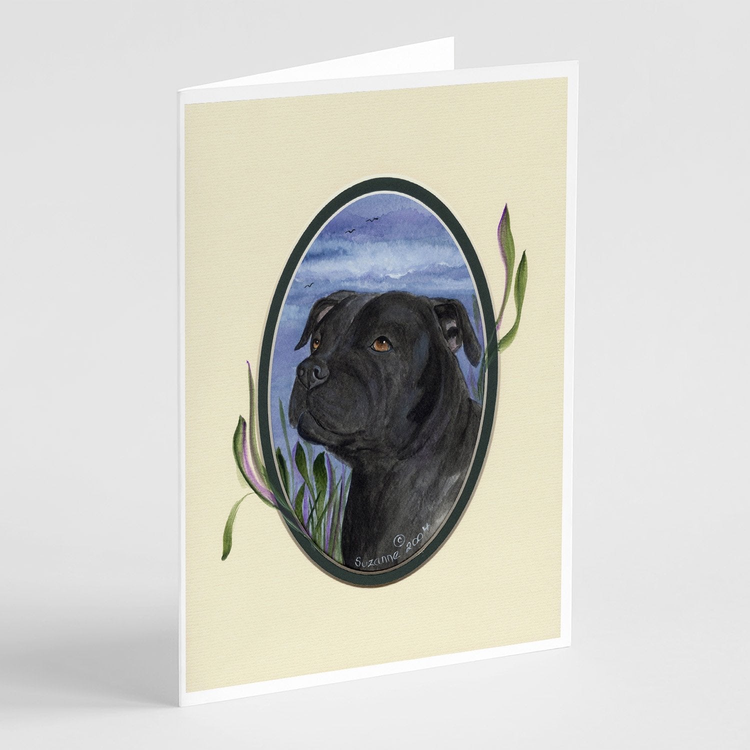Staffie Greeting Cards Pack of 8 Blank Cards with Envelopes Whimsical A7 Size 5x7
