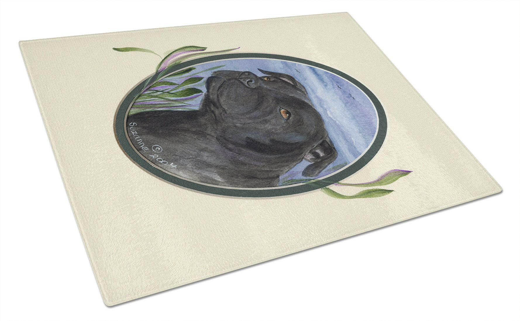 Staffie Cutting Board Tempered Glass Kitchen Cutting Surface, Heat Resistant Chopping, Non-Slip Feet, Food Prep & Serving