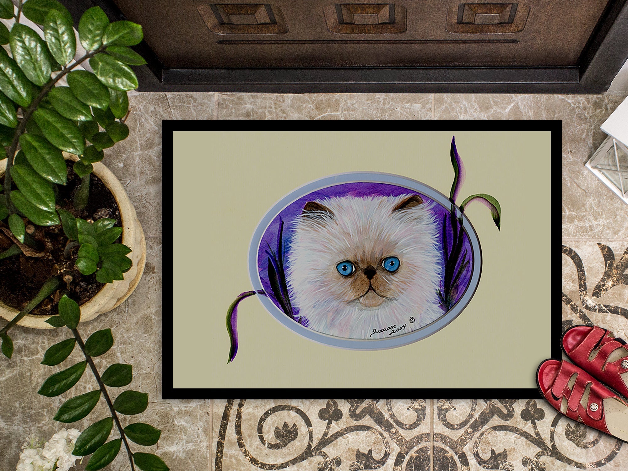 Cat Doormat Indoor Outdoor 24H X 36W Front Door Mat Rugs for Entryway, Non Slip Washable Low Pile,