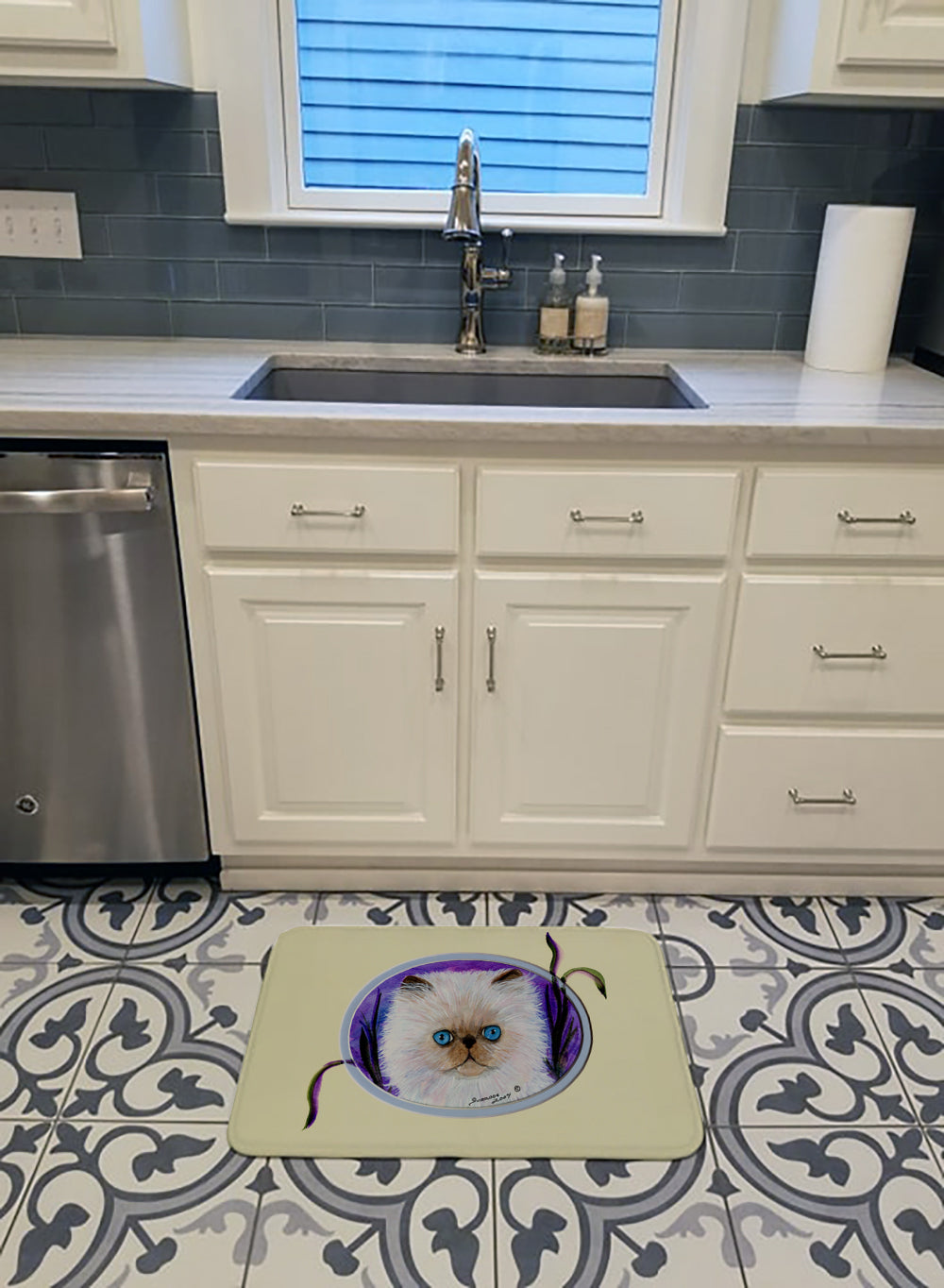 Cat Memory Foam Kitchen Mat Machine Washable Anti-Fatigue Cushion Comfort Bath or Kitchen Rug