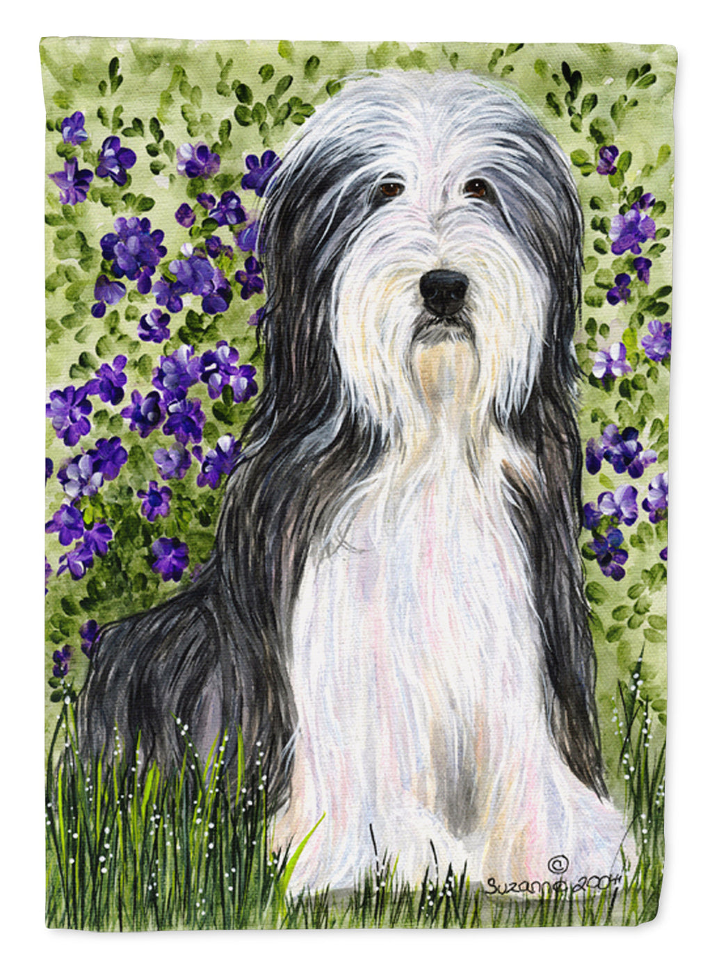 Bearded Collie House Flag 28x40 Porch Sleeve Pole Decorative Outside Yard Banner Artwork Wall Hanging, Polyester