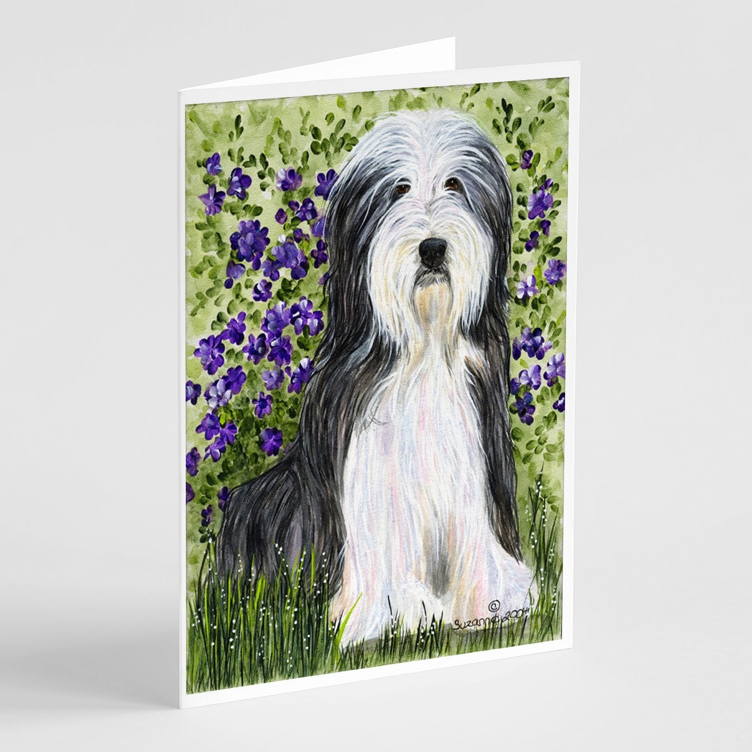 Bearded Collie Greeting Cards Pack of 8 Blank Cards with Envelopes Whimsical A7 Size 5x7