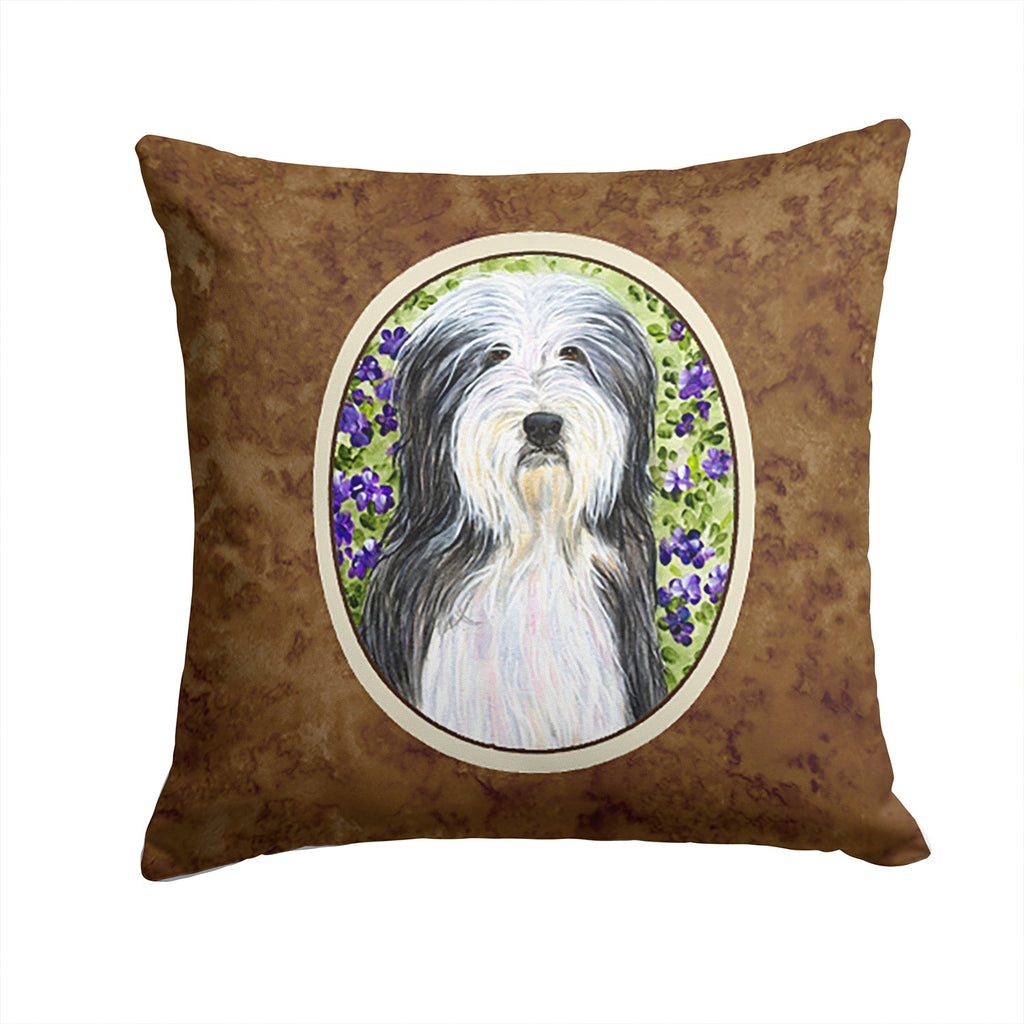 Bearded Collie Decorative Throw Pillow 14x14 Indoor Outdoor Accent Cushion, Fabric Cover with Insert for Sofa, Bed, Porch & Living Room