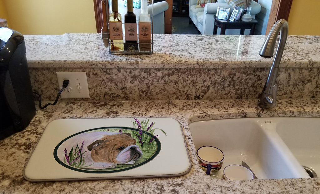 English Bulldog Dish Drying Mat Absorbent Dish Drying Mat Pad for Kitchen Counter Dish Drainer Mat for Countertop, 14 x 21", Multicolor