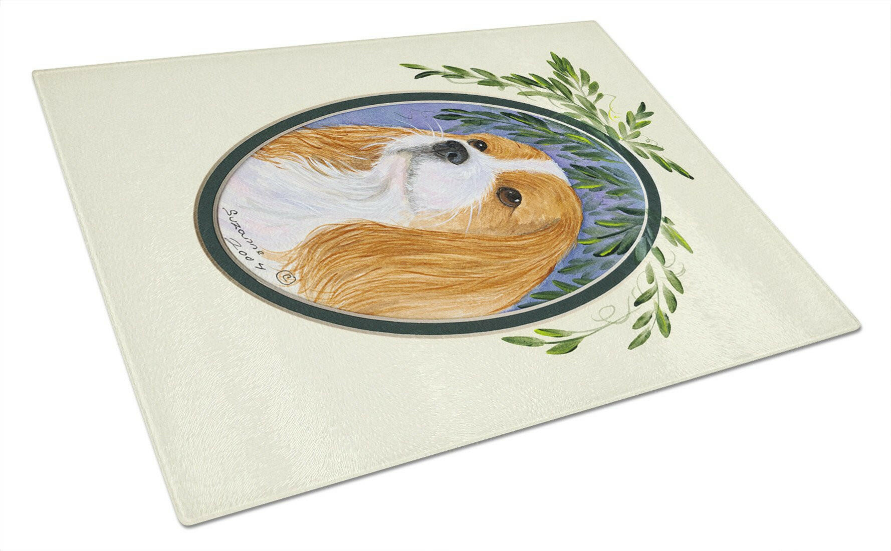 Cavalier Spaniel Cutting Board Tempered Glass Kitchen Cutting Surface, Heat Resistant Chopping, Non-Slip Feet, Food Prep & Serving