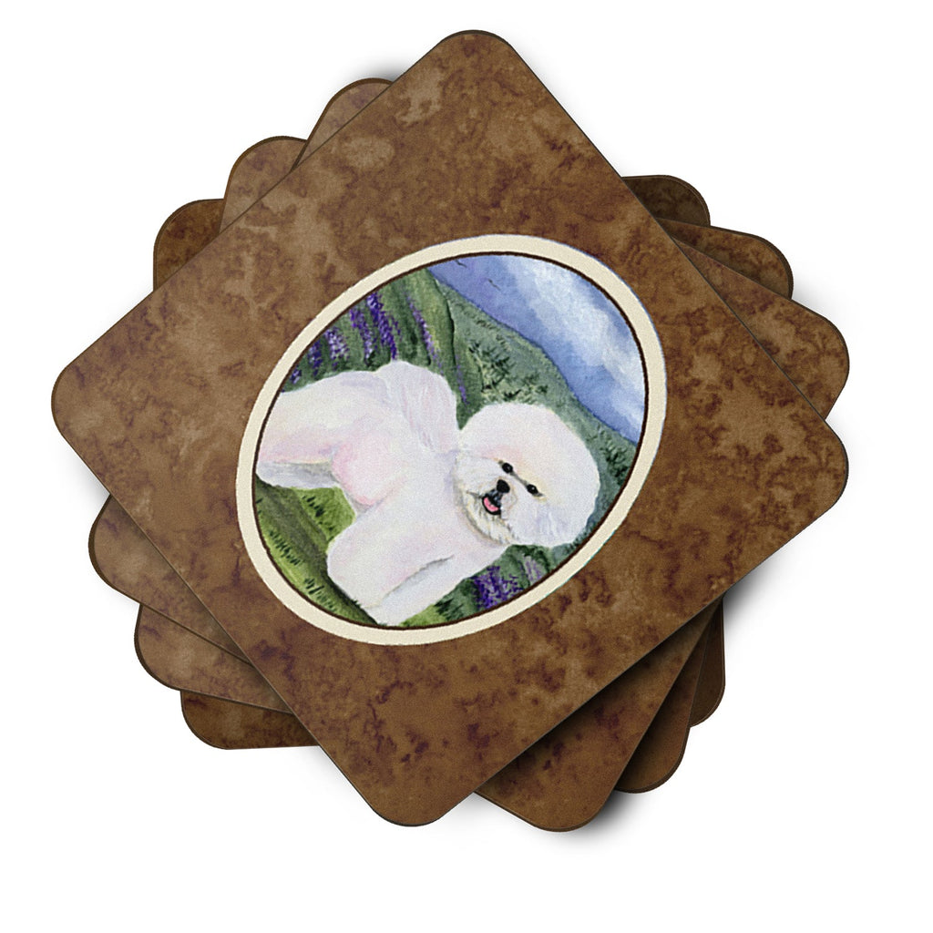 Bichon Frise Foam Coasters Set of 4 Cup Coasters for Indoor Outdoor, Tabletop Protection, Anti Slip, Mouse pad Material