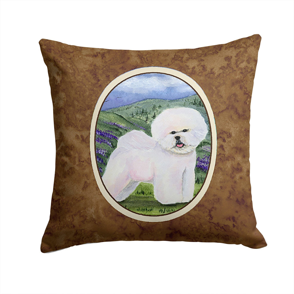 Bichon Frise Decorative Throw Pillow 14x14 Indoor Outdoor Accent Cushion, Fabric Cover with Insert for Sofa, Bed, Porch & Living Room