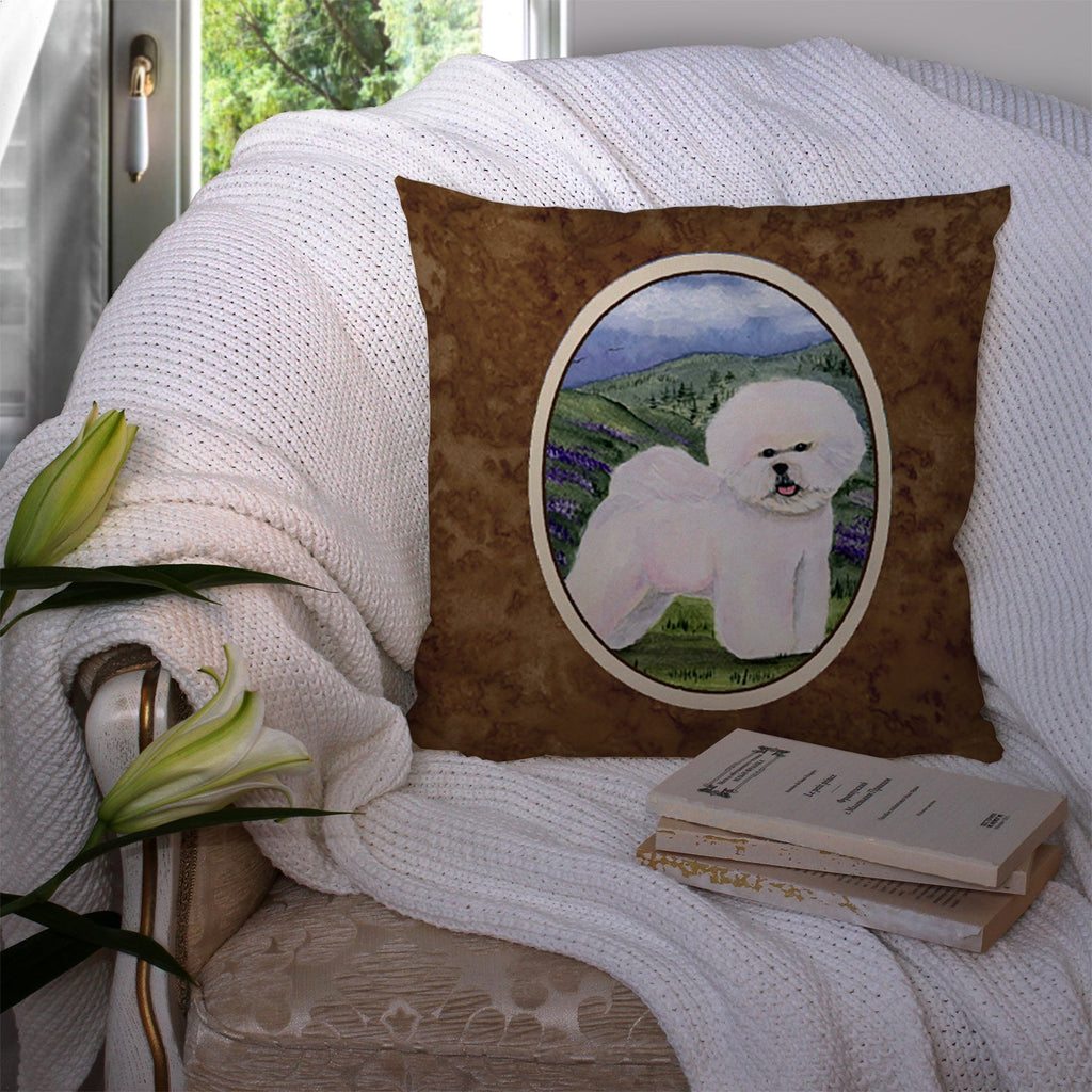 Bichon Frise Decorative Throw Pillow 14x14 Indoor Outdoor Accent Cushion, Fabric Cover with Insert for Sofa, Bed, Porch & Living Room