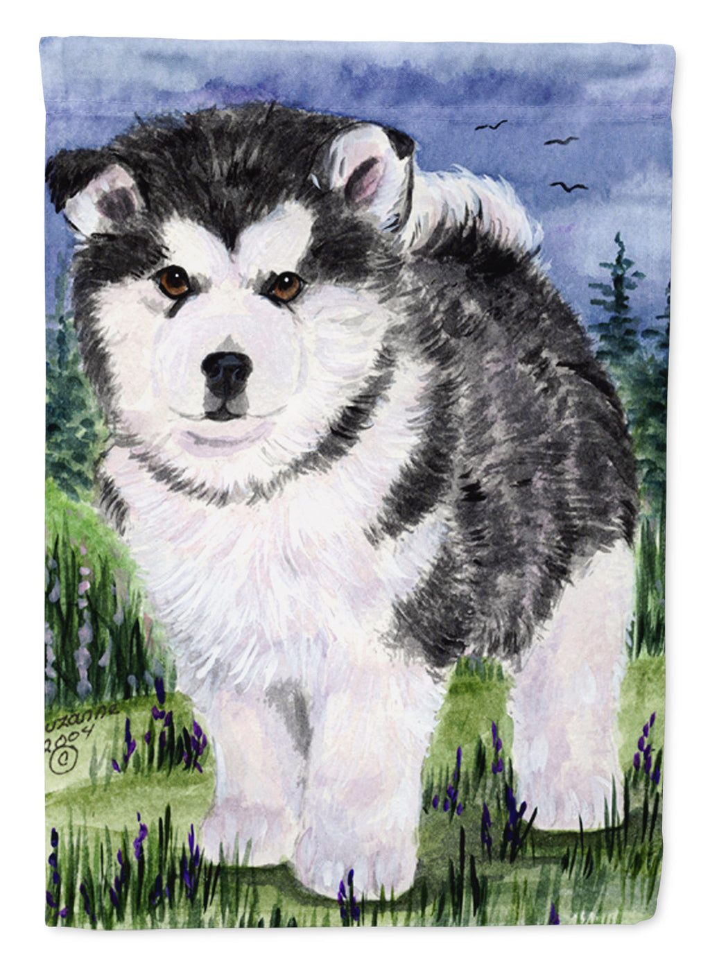 Alaskan Malamute House Flag 28x40 Porch Sleeve Pole Decorative Outside Yard Banner Artwork Wall Hanging, Polyester
