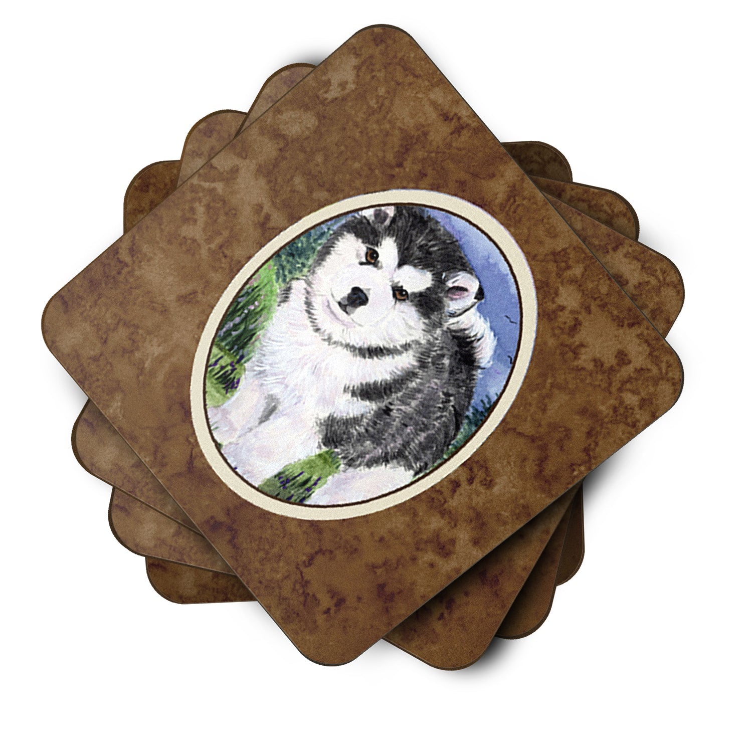 Alaskan Malamute Foam Coasters Set of 4 Cup Coasters for Indoor Outdoor, Tabletop Protection, Anti Slip, Mouse pad Material