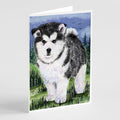 Alaskan Malamute Greeting Cards Pack of 8 Blank Cards with Envelopes Whimsical A7 Size 5x7