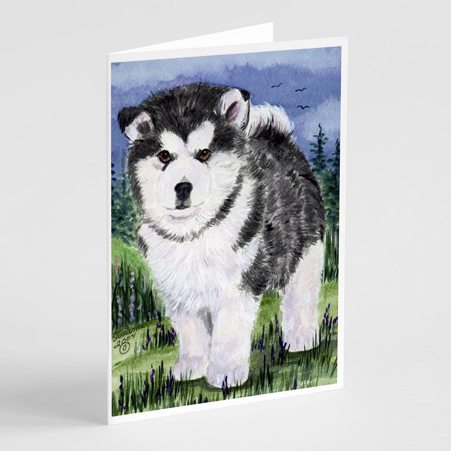 Alaskan Malamute Greeting Cards Pack of 8 Blank Cards with Envelopes Whimsical A7 Size 5x7