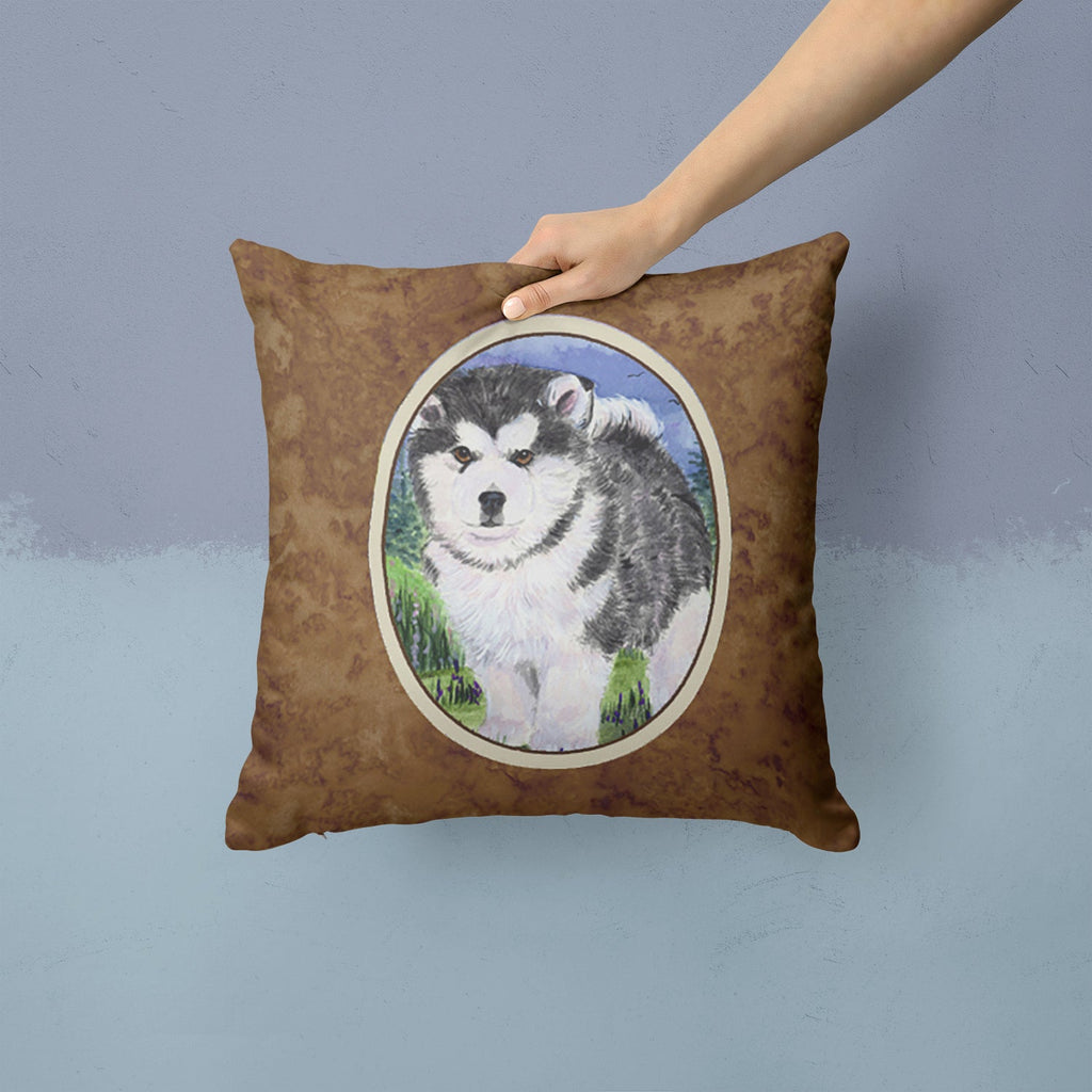 Alaskan Malamute Decorative Throw Pillow 14x14 Indoor Outdoor Accent Cushion, Fabric Cover with Insert for Sofa, Bed, Porch & Living Room