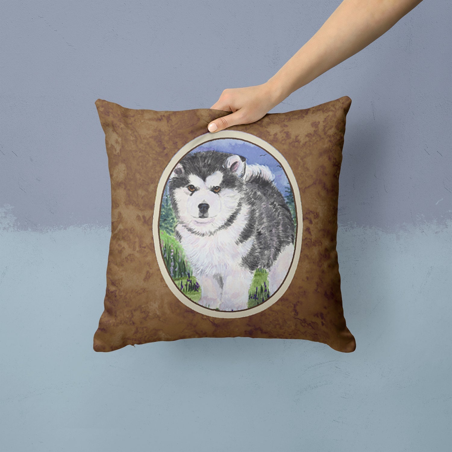 Alaskan Malamute Decorative Throw Pillow 14x14 Indoor Outdoor Accent Cushion, Fabric Cover with Insert for Sofa, Bed, Porch & Living Room