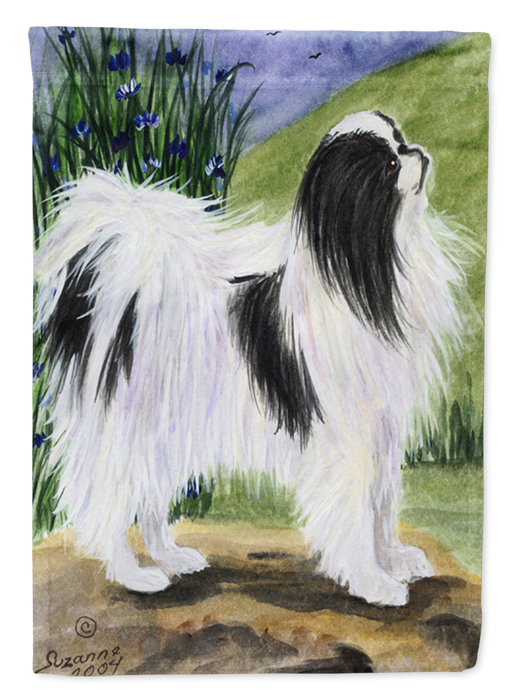 Japanese Chin House Flag 28x40 Porch Sleeve Pole Decorative Outside Yard Banner Artwork Wall Hanging, Polyester