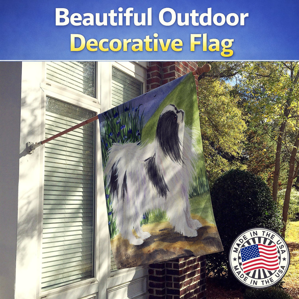 Japanese Chin House Flag 28x40 Porch Sleeve Pole Decorative Outside Yard Banner Artwork Wall Hanging, Polyester
