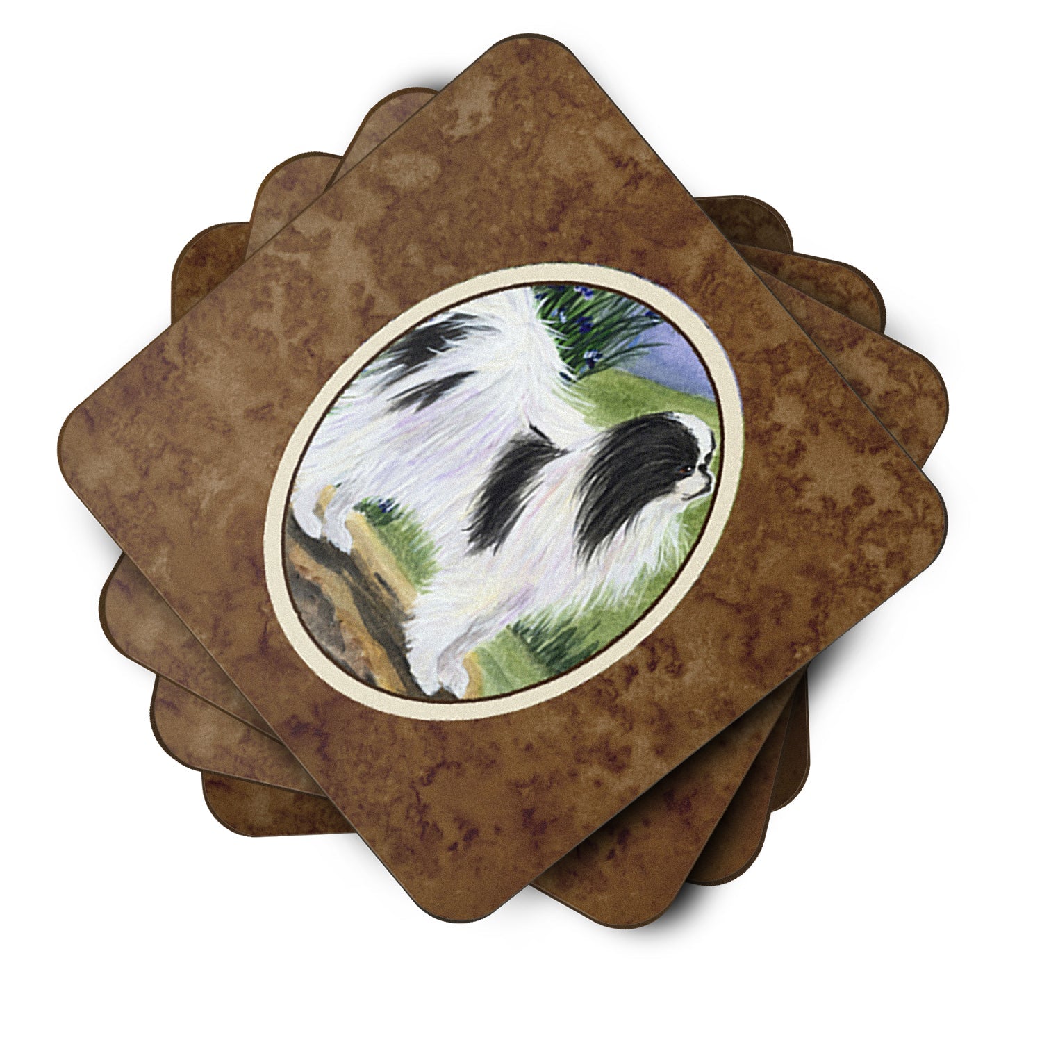 Japanese Chin Foam Coasters Set of 4 Cup Coasters for Indoor Outdoor, Tabletop Protection, Anti Slip, Mouse pad Material