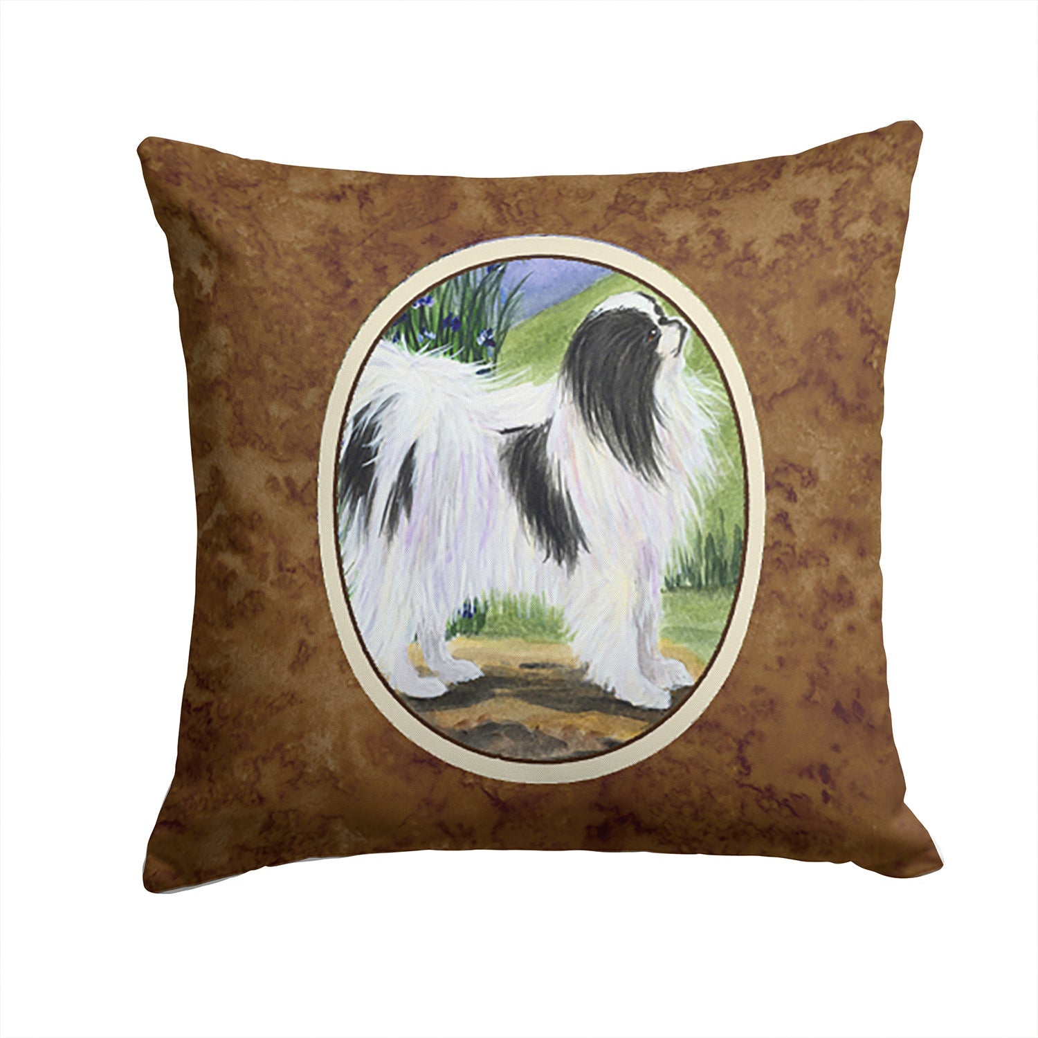 Japanese Chin Decorative Throw Pillow 14x14 Indoor Outdoor Accent Cushion, Fabric Cover with Insert for Sofa, Bed, Porch & Living Room