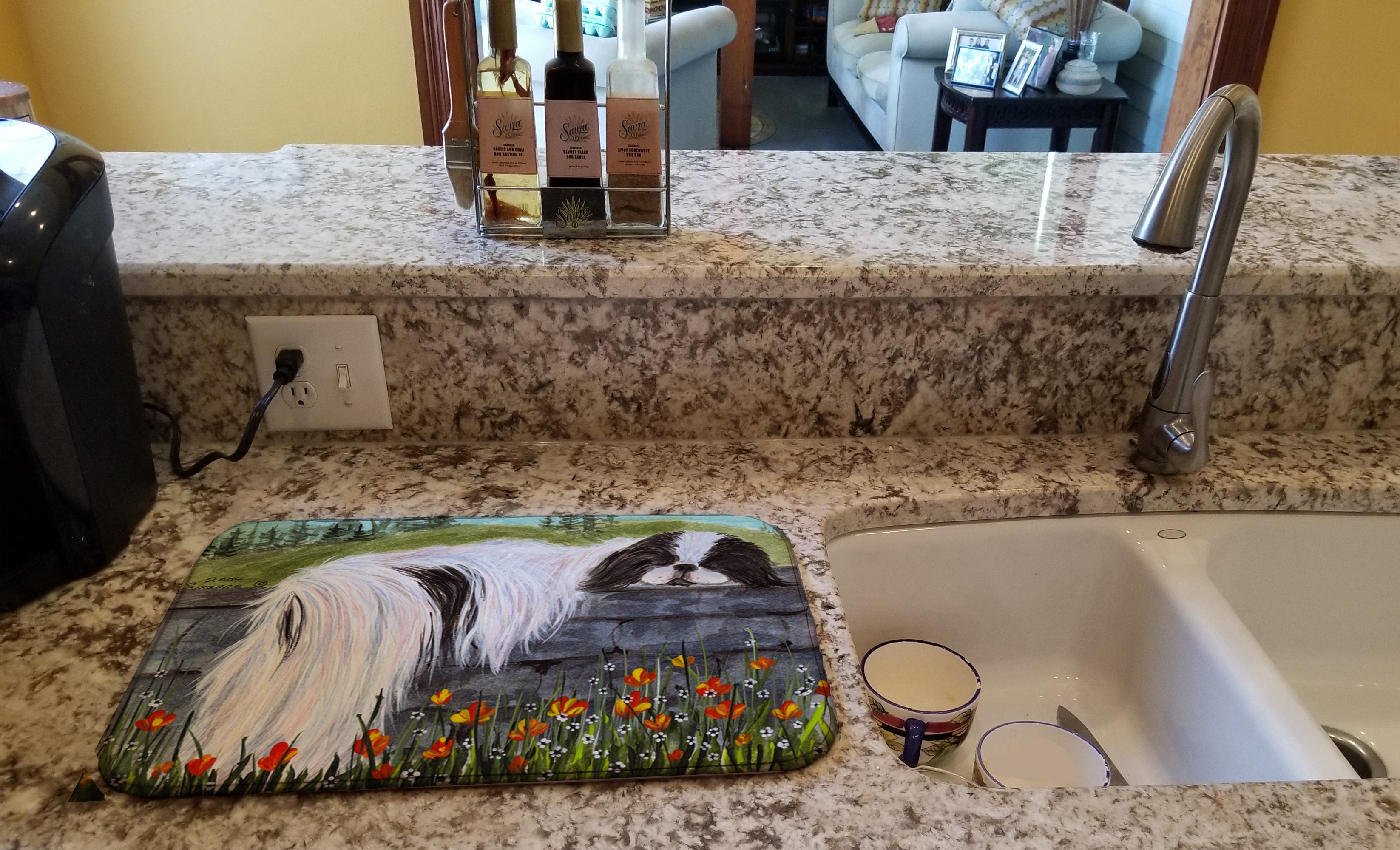 Japanese Chin Dish Drying Mat Absorbent Dish Drying Mat Pad for Kitchen Counter Dish Drainer Mat for Countertop, 14 x 21", Multicolor