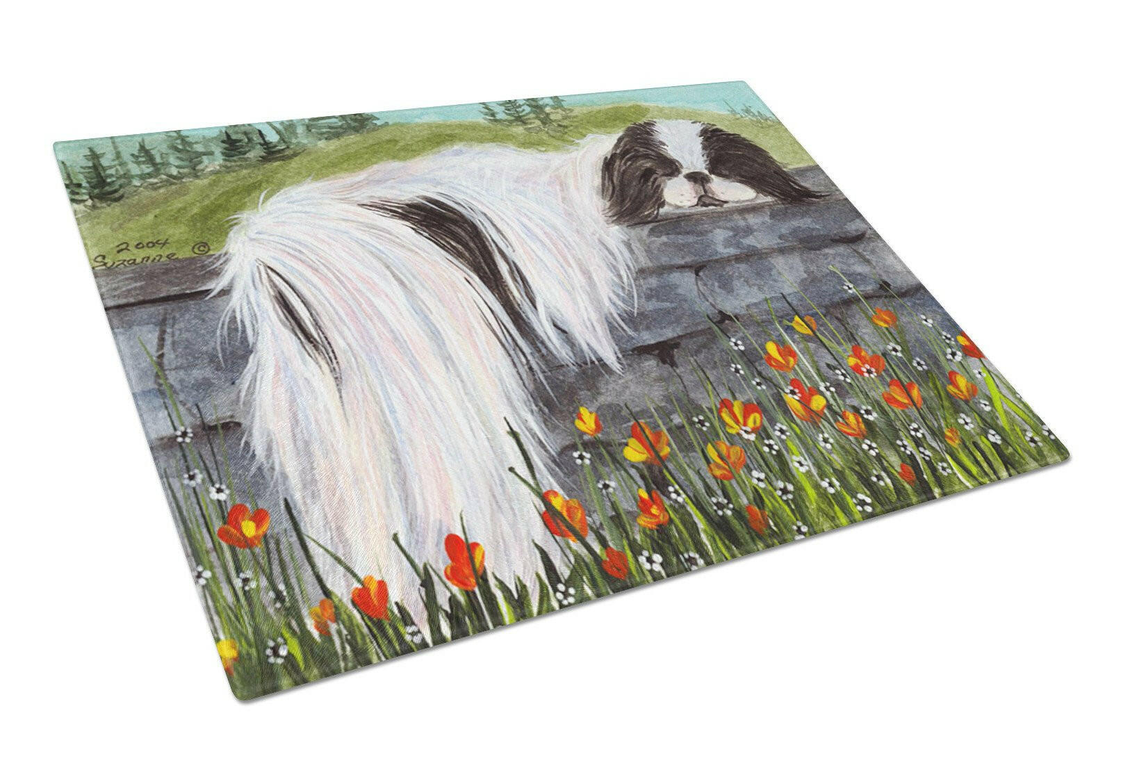 Japanese Chin Cutting Board Tempered Glass Kitchen Cutting Surface, Heat Resistant Chopping, Non-Slip Feet, Food Prep & Serving