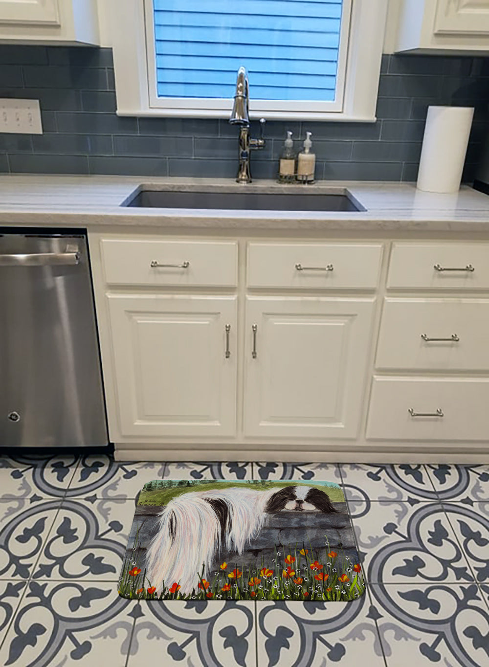 Japanese Chin Memory Foam Kitchen Mat Machine Washable Anti-Fatigue Cushion Comfort Bath or Kitchen Rug