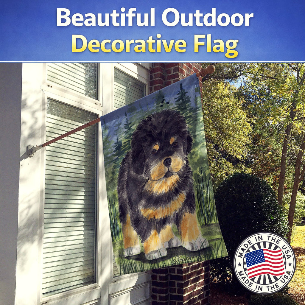 Tibetan Mastiff House Flag 28x40 Porch Sleeve Pole Decorative Outside Yard Banner Artwork Wall Hanging, Polyester