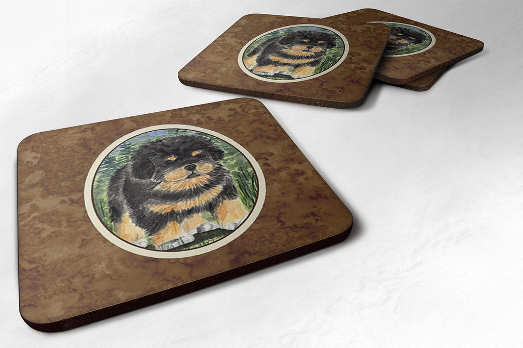 Tibetan Mastiff Foam Coasters Set of 4 Cup Coasters for Indoor Outdoor, Tabletop Protection, Anti Slip, Mouse pad Material