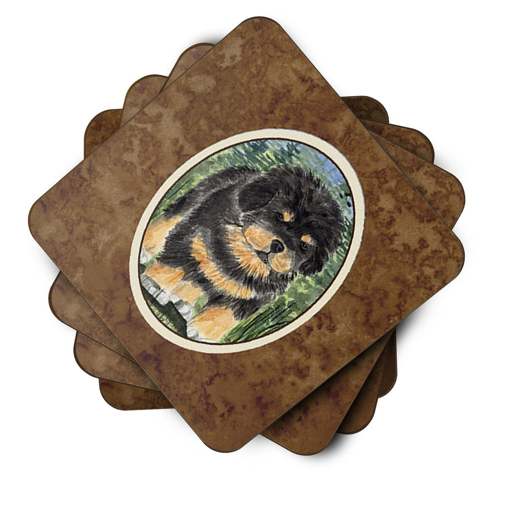 Tibetan Mastiff Foam Coasters Set of 4 Cup Coasters for Indoor Outdoor, Tabletop Protection, Anti Slip, Mouse pad Material