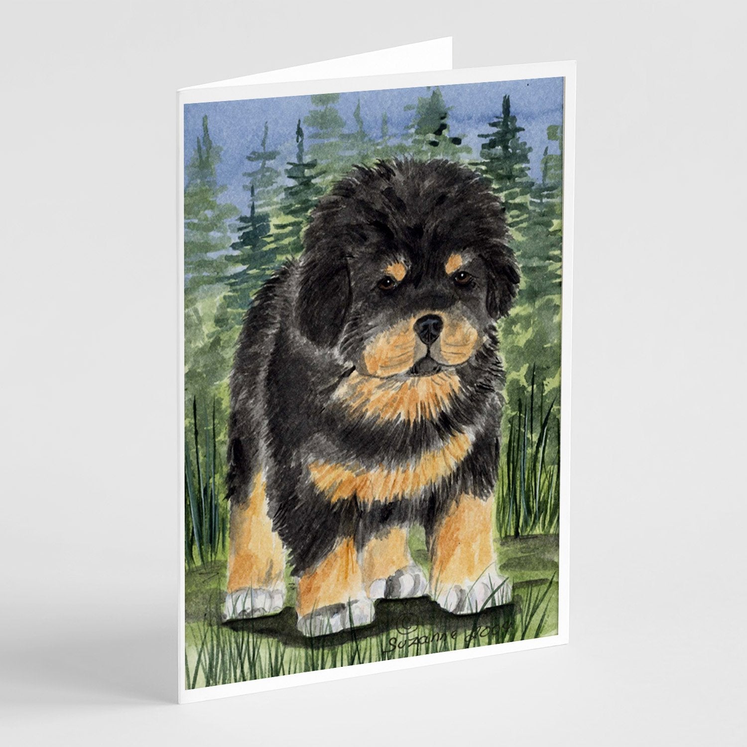 Tibetan Mastiff Greeting Cards Pack of 8 Blank Cards with Envelopes Whimsical A7 Size 5x7