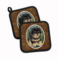 Tibetan Mastiff Pot Holder Set of 2 Heat Resistant Quilted Hot Pads 7.5 x 7.5 Inch, Insulated Kitchen Trivets for Cooking & Baking