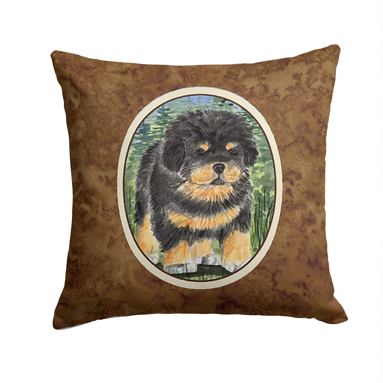 Tibetan Mastiff Decorative Throw Pillow 14x14 Indoor Outdoor Accent Cushion, Fabric Cover with Insert for Sofa, Bed, Porch & Living Room