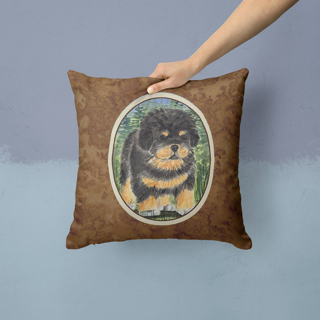Tibetan Mastiff Decorative Throw Pillow 14x14 Indoor Outdoor Accent Cushion, Fabric Cover with Insert for Sofa, Bed, Porch & Living Room