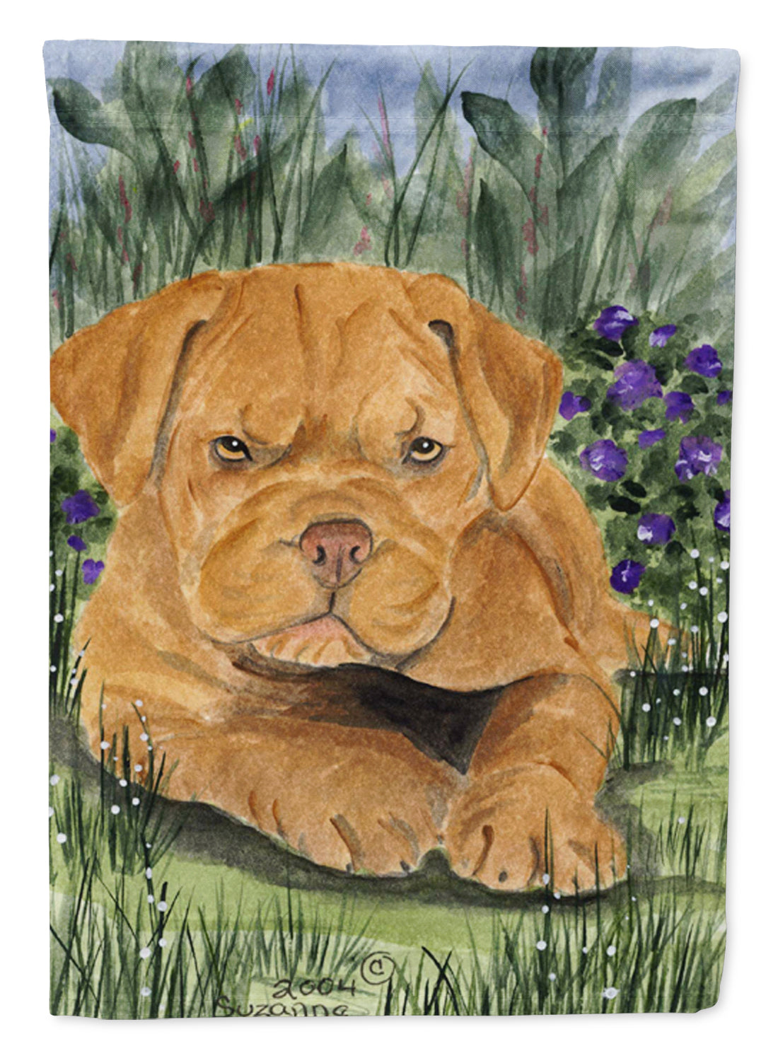 Dogue de Bordeaux House Flag 28x40 Porch Sleeve Pole Decorative Outside Yard Banner Artwork Wall Hanging, Polyester