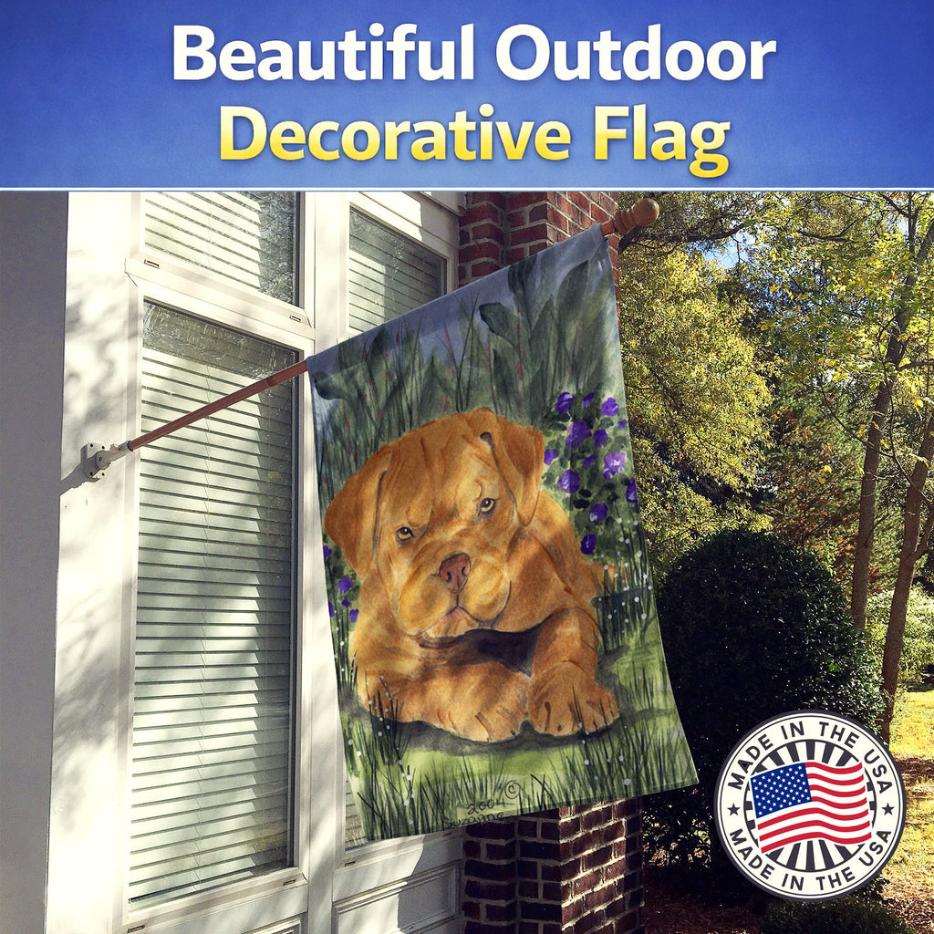 Dogue de Bordeaux House Flag 28x40 Porch Sleeve Pole Decorative Outside Yard Banner Artwork Wall Hanging, Polyester