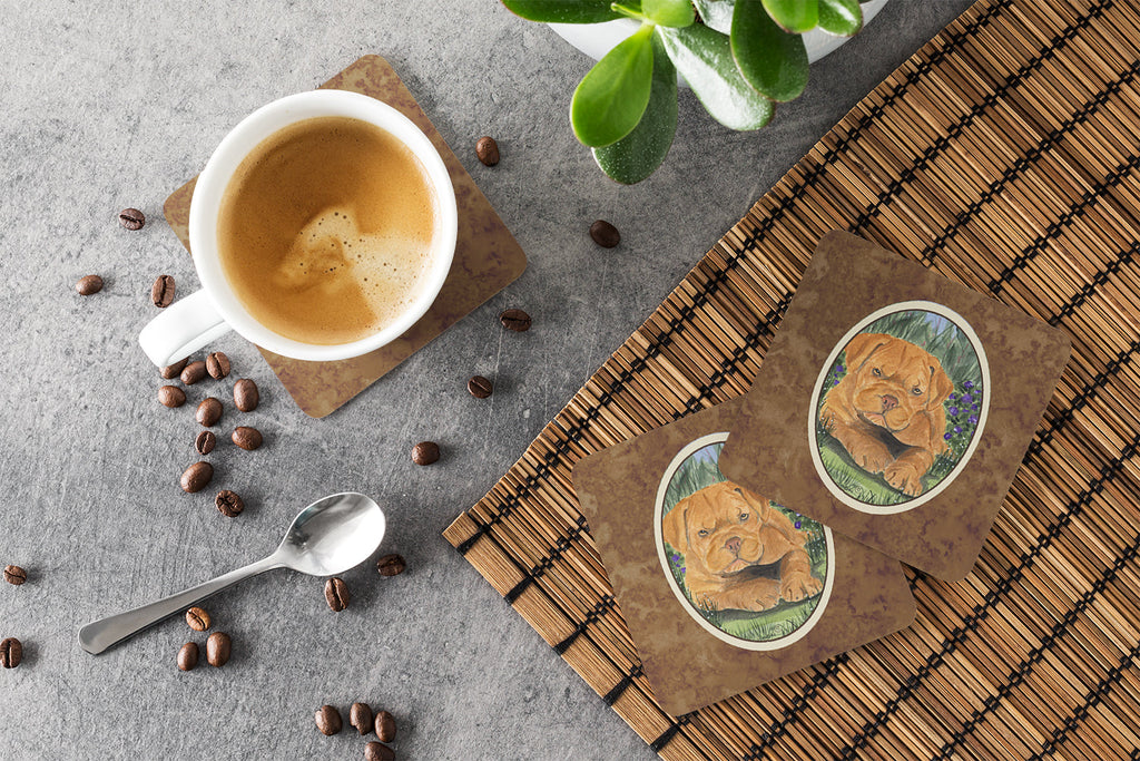 Dogue de Bordeaux Foam Coasters Set of 4 Cup Coasters for Indoor Outdoor, Tabletop Protection, Anti Slip, Mouse pad Material