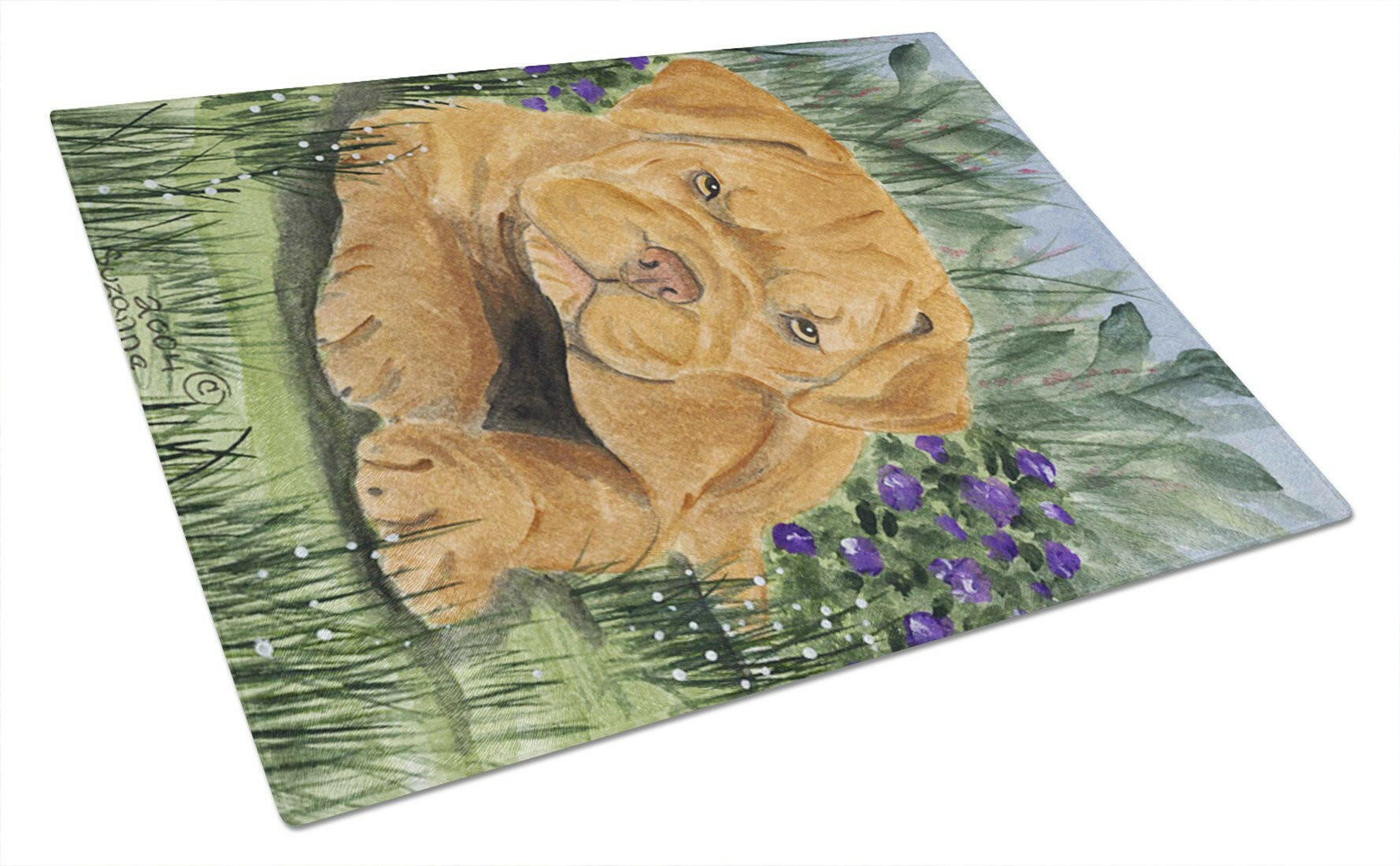 Dogue de Bordeaux Cutting Board Tempered Glass Kitchen Cutting Surface, Heat Resistant Chopping, Non-Slip Feet, Food Prep & Serving