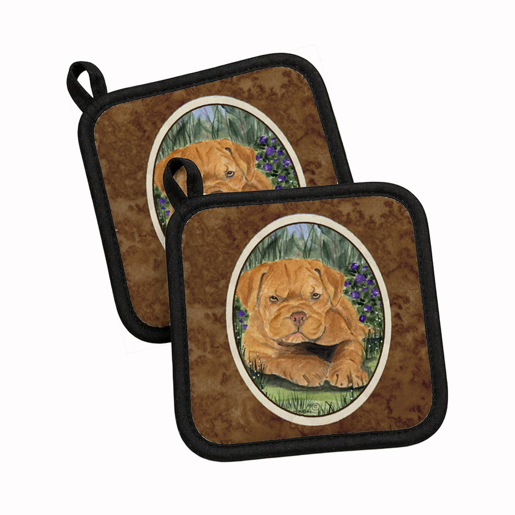 Dogue de Bordeaux Pot Holder Set of 2 Heat Resistant Quilted Hot Pads 7.5 x 7.5 Inch, Insulated Kitchen Trivets for Cooking & Baking