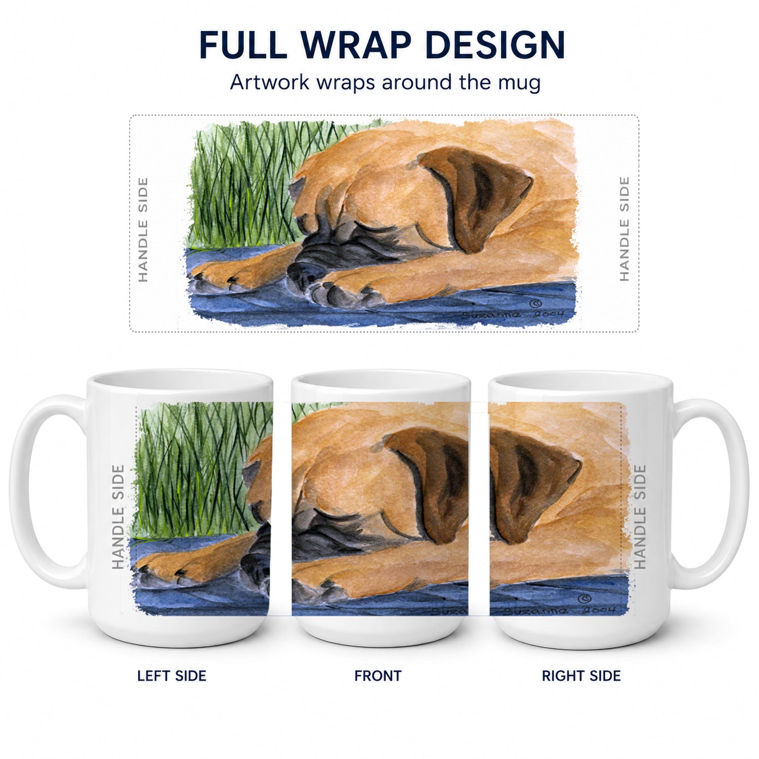 Bullmastiff Ceramic Coffee Mug 15 oz Decorative Large C Handle Mug Cup for Tea, Cocoa Hot Chocolate