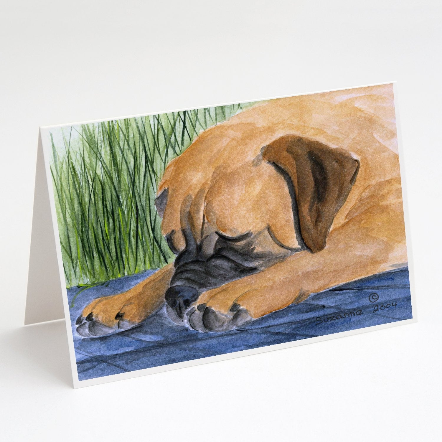 Bullmastiff Greeting Cards Pack of 8 Blank Cards with Envelopes Whimsical A7 Size 5x7