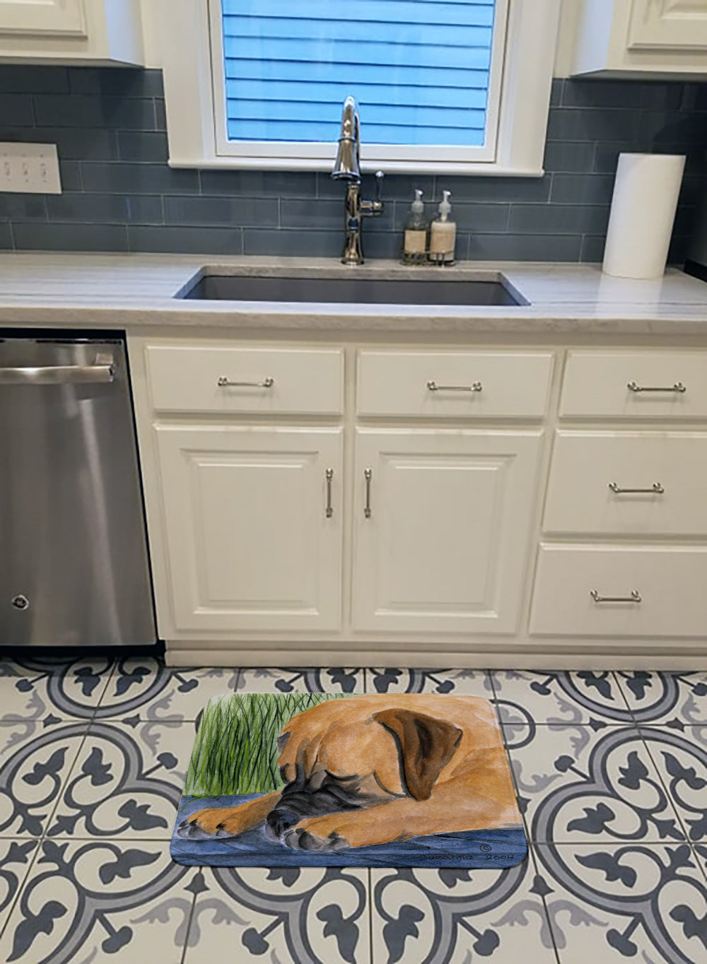 Bullmastiff Memory Foam Kitchen Mat Machine Washable Anti-Fatigue Cushion Comfort Bath or Kitchen Rug