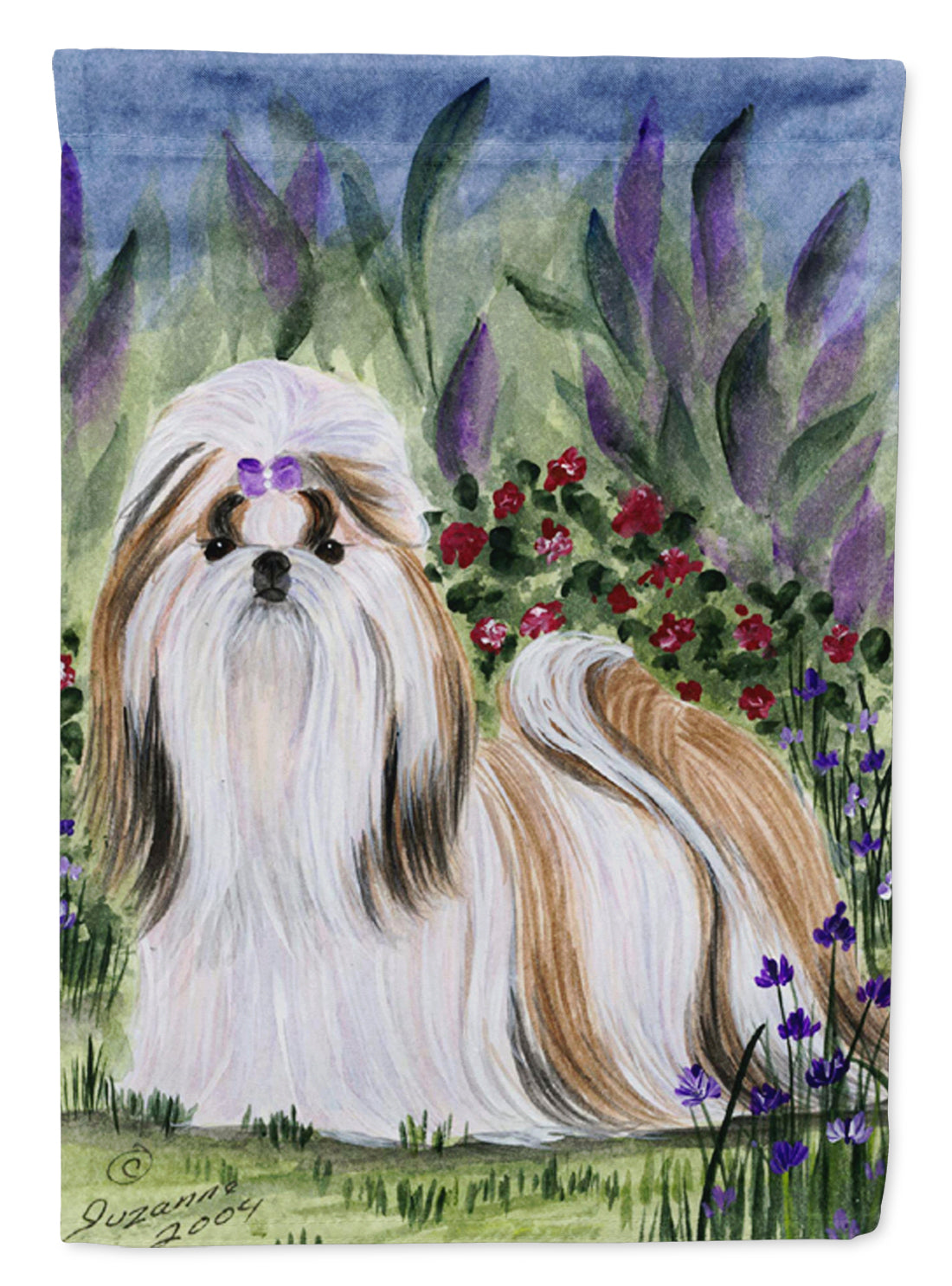 Shih Tzu House Flag 28x40 Porch Sleeve Pole Decorative Outside Yard Banner Artwork Wall Hanging, Polyester