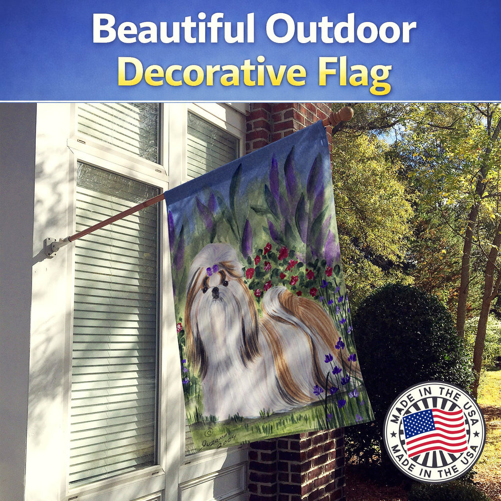 Shih Tzu House Flag 28x40 Porch Sleeve Pole Decorative Outside Yard Banner Artwork Wall Hanging, Polyester