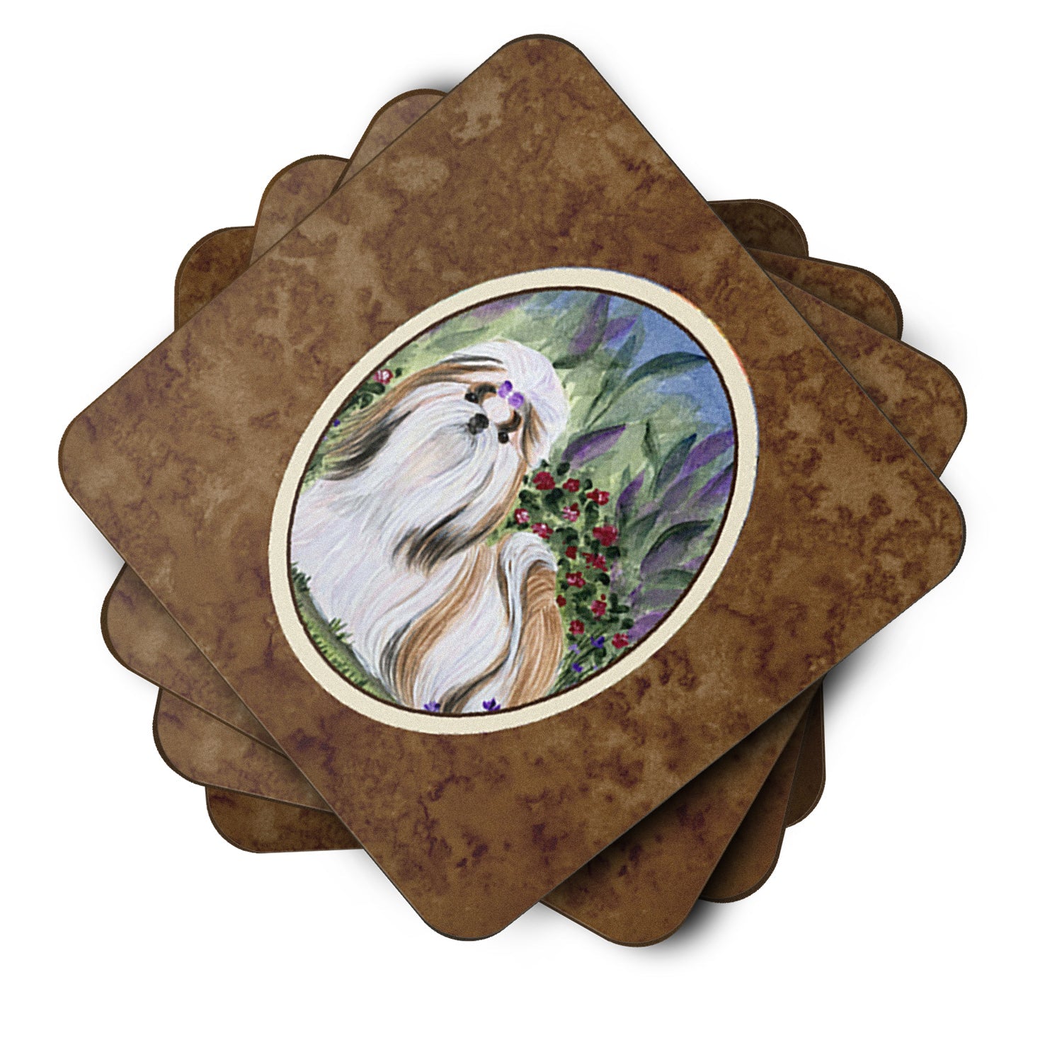 Shih Tzu Foam Coasters Set of 4 Cup Coasters for Indoor Outdoor, Tabletop Protection, Anti Slip, Mouse pad Material