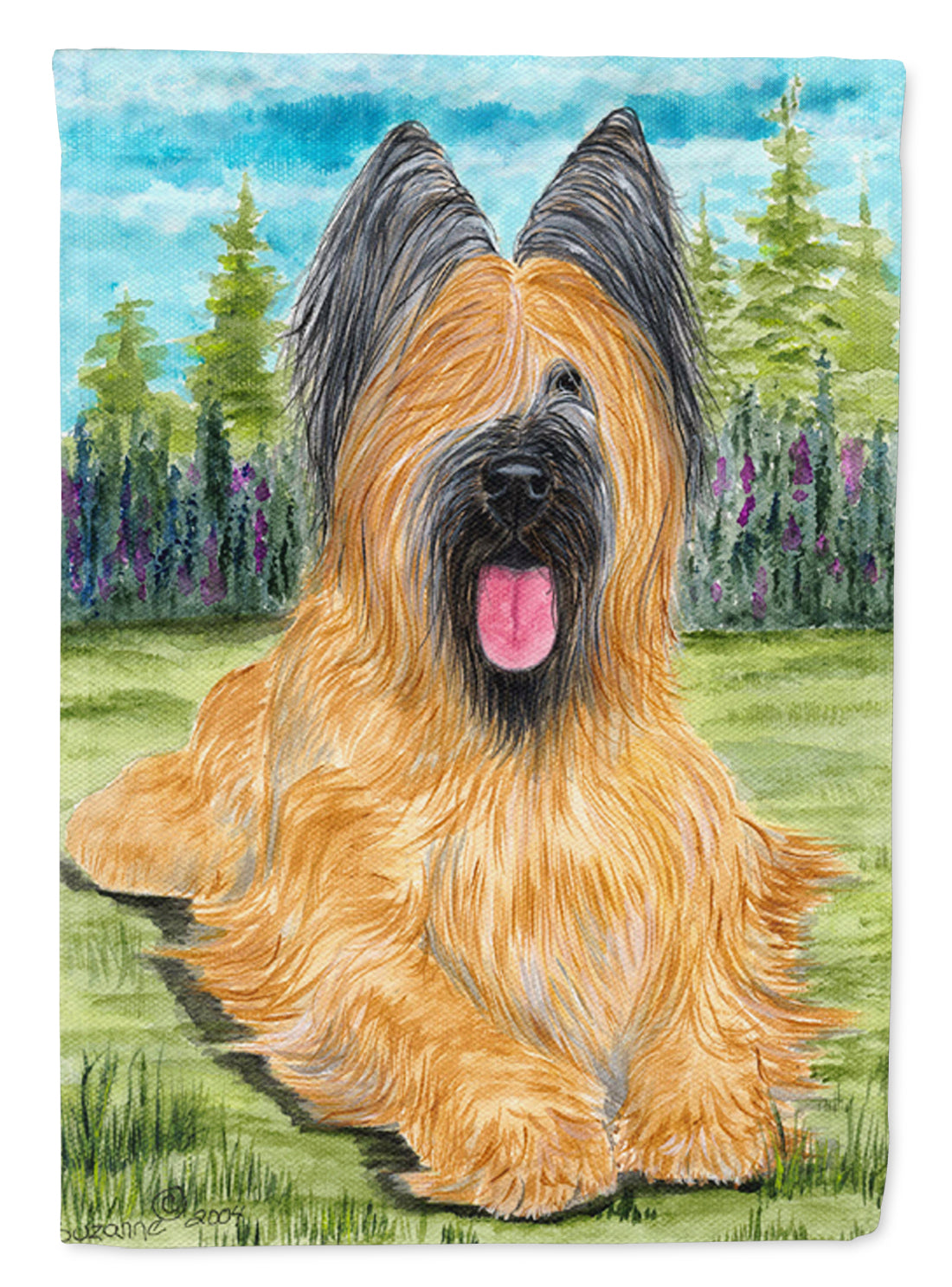 Briard House Flag 28x40 Porch Sleeve Pole Decorative Outside Yard Banner Artwork Wall Hanging, Polyester
