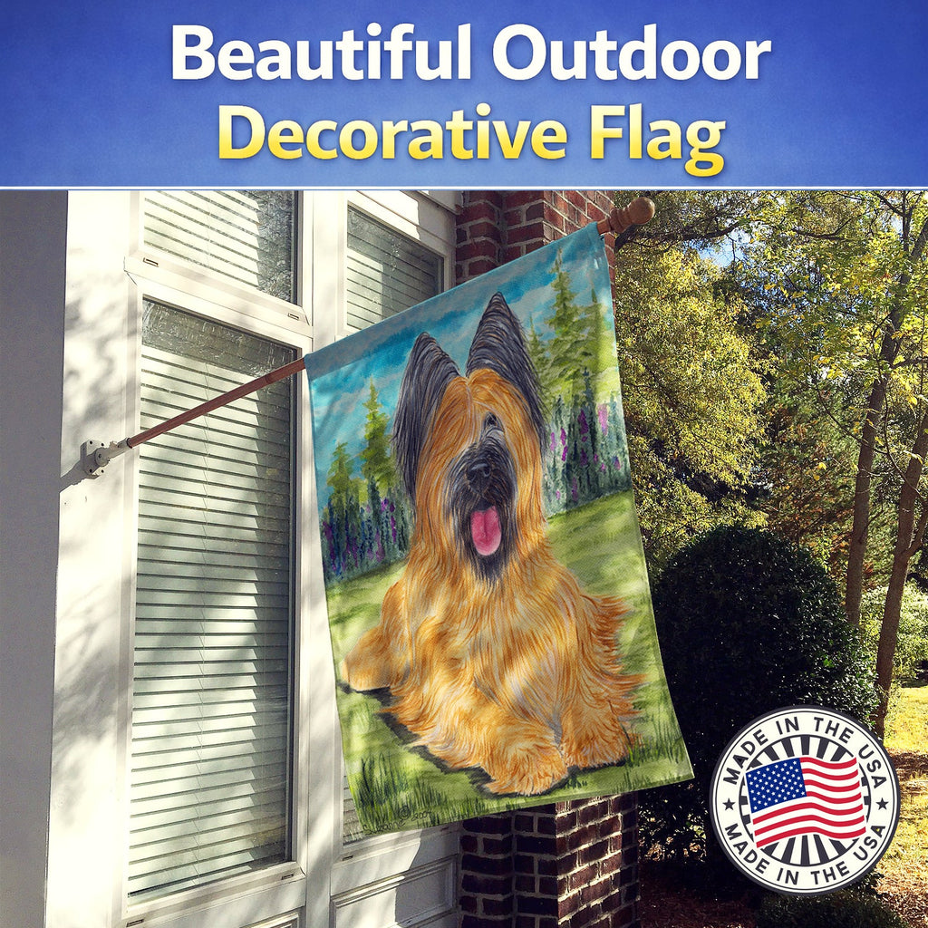 Briard House Flag 28x40 Porch Sleeve Pole Decorative Outside Yard Banner Artwork Wall Hanging, Polyester