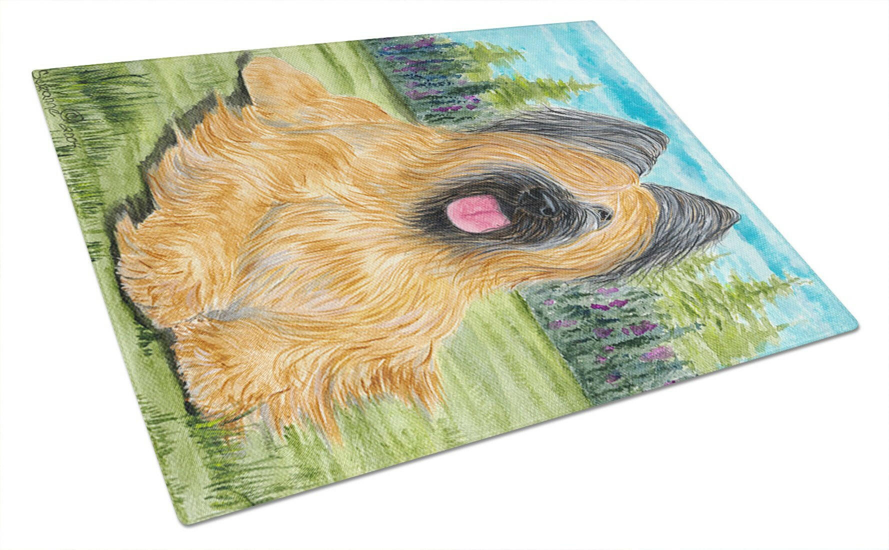 Briard Cutting Board Tempered Glass Kitchen Cutting Surface, Heat Resistant Chopping, Non-Slip Feet, Food Prep & Serving