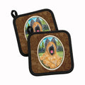 Briard Pot Holder Set of 2 Heat Resistant Quilted Hot Pads 7.5 x 7.5 Inch, Insulated Kitchen Trivets for Cooking & Baking